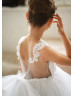 White Lace Tulle Wedding Flower Girl Dress